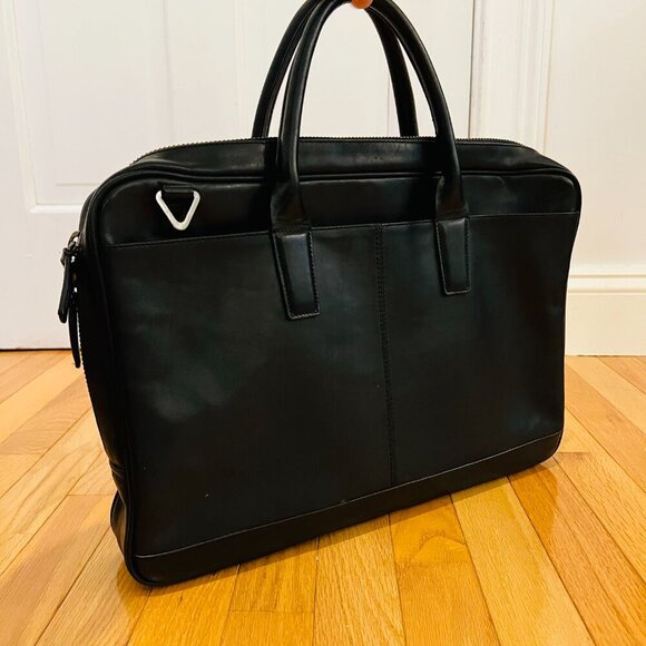 Cole Haan Black Leather Briefcase Messenger Bag - Picture 3 of 16